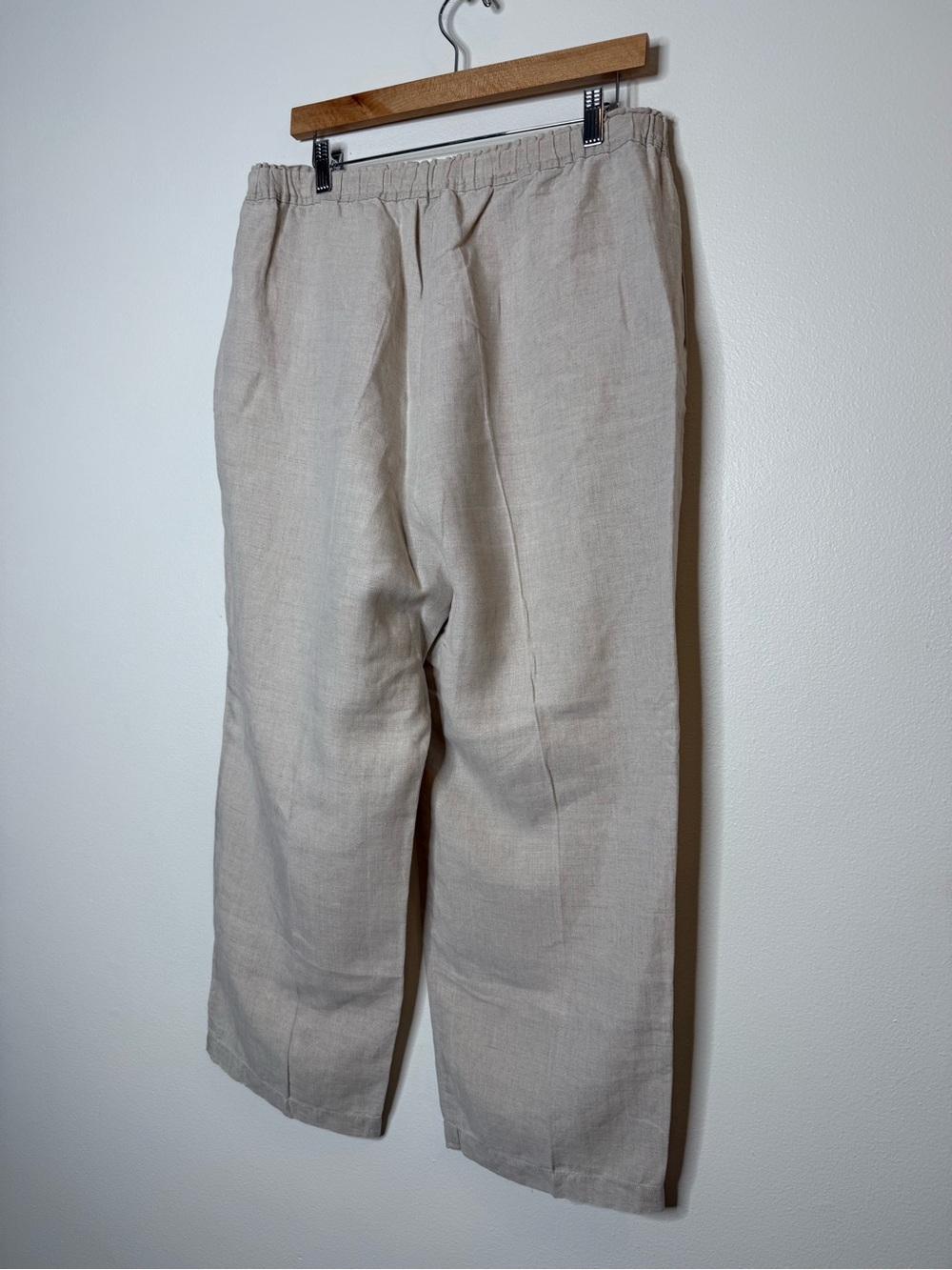 Eileen Fisher 100% Organic Linen Natural Fiber Neutral Beige Pull On Crop Pant - Picture 4 of 9
